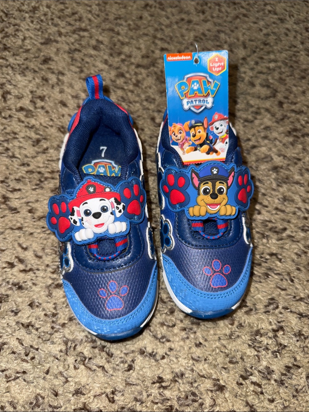 Paw Patrol Navy and Red Kids Light-Up Sneakers with Character Patches